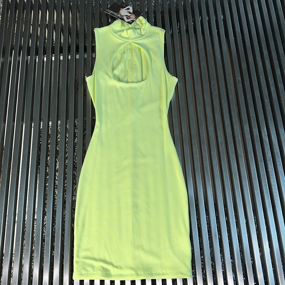 Soft Lime Green mini dress w/ open chest by Naked Wardrobe size small NWT